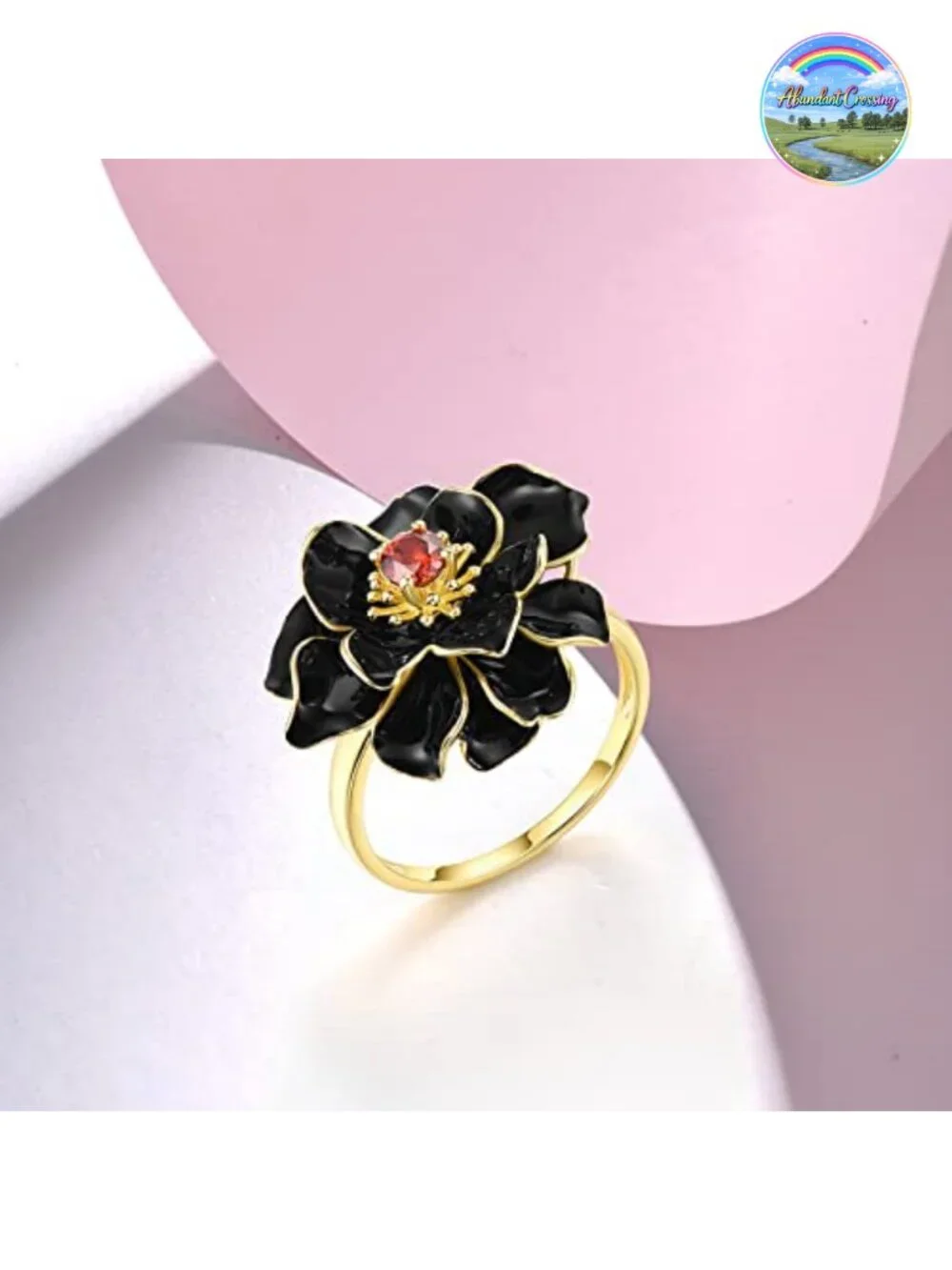 925 Sterling Silver Enamel Flower Statement Ring for Women